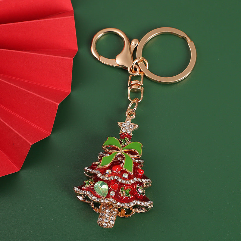 Wholesale Bowknot Christmas Tree Diamond Christmas Metal Keychain
